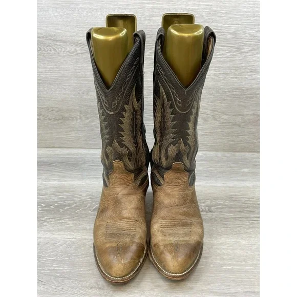 Tony Lama 6171C Men's 7.5 Brown Leather Western Cowboy Boots USA Made Vintage